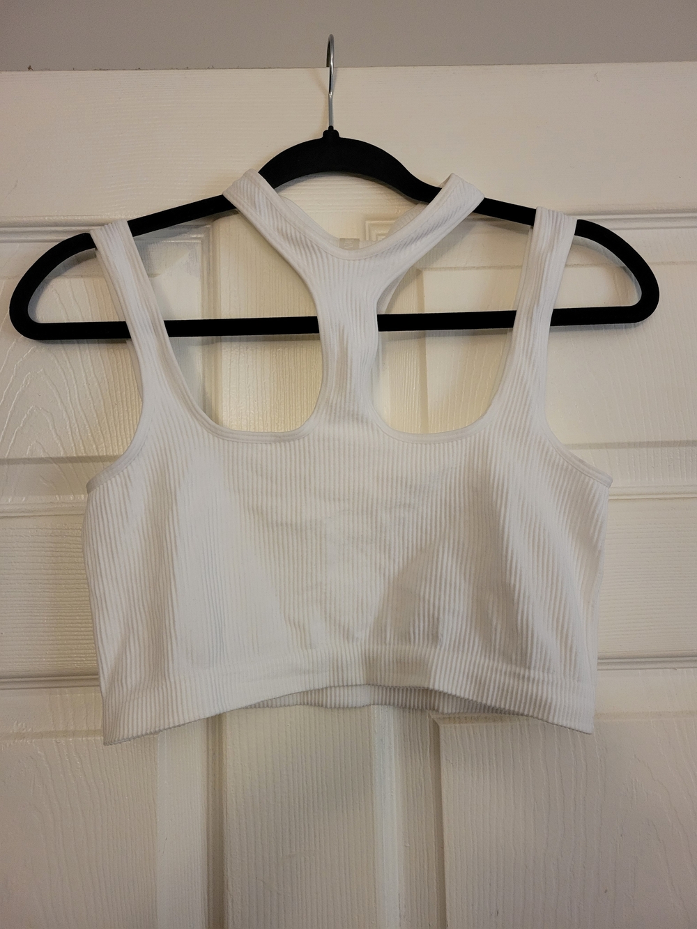 Seamless Ribbed Crop Tank Top - White